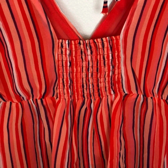 Guess New Women’s XS Marrah Striped Flutter-Sleeve Top - Picture 9 of 10